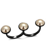TK2104 - IP Black(Ion Plating) Stainless Steel Ring with Synthetic Pearl in Metallic Light Gold - Alamode