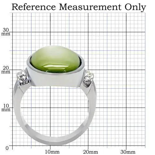 TK211 - High polished (no plating) Stainless Steel Ring with Precious Stone Conch in Apple Green color - Alamode - Flyclothing LLC