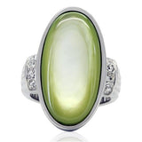TK211 - High polished (no plating) Stainless Steel Ring with Precious Stone Conch in Apple Green color - Alamode