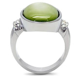 TK211 - High polished (no plating) Stainless Steel Ring with Precious Stone Conch in Apple Green color - Alamode