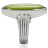 TK211 - High polished (no plating) Stainless Steel Ring with Precious Stone Conch in Apple Green color - Alamode - Flyclothing LLC