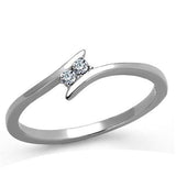 TK2121 - High polished (no plating) Stainless Steel Ring with AAA Grade CZ  in Clear - Alamode