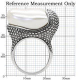 TK212 - High polished (no plating) Stainless Steel Ring with Synthetic Synthetic Stone in White - Alamode
