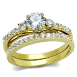 TK2133 - IP Gold(Ion Plating) Stainless Steel Ring with AAA Grade CZ  in Clear - Alamode