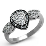 TK2136 - Two-Tone IP Black Stainless Steel Ring with Top Grade Crystal in Black Diamond - Alamode - Flyclothing LLC