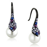 TK2145 - IP Black(Ion Plating) Stainless Steel Earrings with Synthetic Pearl in White - Alamode