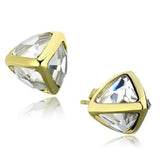 TK2148 - IP Gold(Ion Plating) Stainless Steel Earrings with Synthetic Synthetic Glass in Clear - Alamode