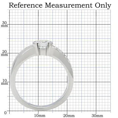TK214 - High polished (no plating) Stainless Steel Ring with AAA Grade CZ in Clear - Alamode - Flyclothing LLC