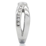 TK214 - High polished (no plating) Stainless Steel Ring with AAA Grade CZ in Clear - Alamode - Flyclothing LLC