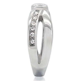 TK214 - High polished (no plating) Stainless Steel Ring with AAA Grade CZ in Clear - Alamode - Flyclothing LLC