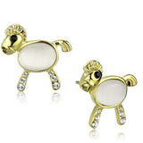 TK2152 - IP Gold(Ion Plating) Stainless Steel Earrings with Synthetic Cat Eye in White - Alamode - Flyclothing LLC