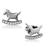 TK2153 - High polished (no plating) Stainless Steel Earrings with Top Grade Crystal in Clear - Alamode - Flyclothing LLC