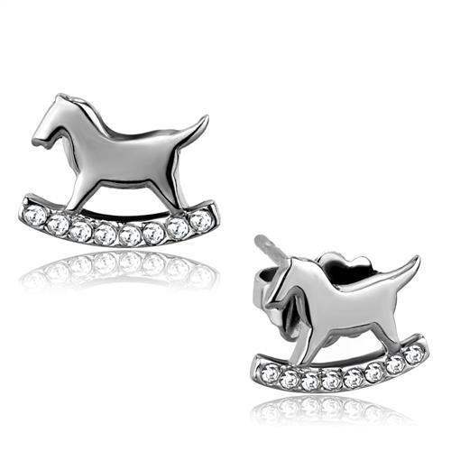 TK2153 - High polished (no plating) Stainless Steel Earrings with Top Grade Crystal in Clear - Alamode - Flyclothing LLC