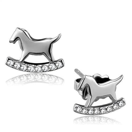 TK2153 - High polished (no plating) Stainless Steel Earrings with Top Grade Crystal  in Clear - Alamode