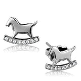 TK2153 - High polished (no plating) Stainless Steel Earrings with Top Grade Crystal  in Clear - Alamode