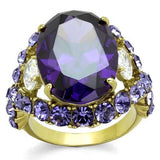 TK2160 - IP Gold(Ion Plating) Stainless Steel Ring with AAA Grade CZ  in Amethyst - Alamode