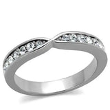 TK2163 - High polished (no plating) Stainless Steel Ring with Top Grade Crystal  in Clear - Alamode