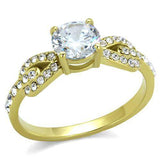 TK2168 - IP Gold(Ion Plating) Stainless Steel Ring with AAA Grade CZ in Clear - Alamode - Flyclothing LLC