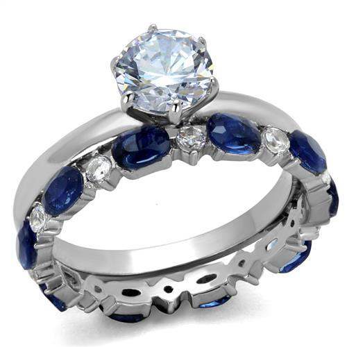 TK2175 - High polished (no plating) Stainless Steel Ring with AAA Grade CZ in Clear - Alamode - Flyclothing LLC