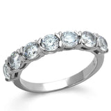 TK2182 - High polished (no plating) Stainless Steel Ring with AAA Grade CZ  in Clear - Alamode
