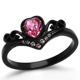 TK2192 - IP Black(Ion Plating) Stainless Steel Ring with Top Grade Crystal  in Rose - Alamode