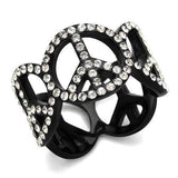 TK2194 - IP Black(Ion Plating) Stainless Steel Ring with Top Grade Crystal in Clear - Alamode - Flyclothing LLC