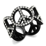 TK2194 - IP Black(Ion Plating) Stainless Steel Ring with Top Grade Crystal  in Clear - Alamode