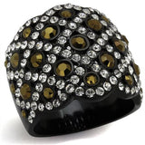 TK2197 - IP Black(Ion Plating) Stainless Steel Ring with Top Grade Crystal  in Metallic Light Gold - Alamode