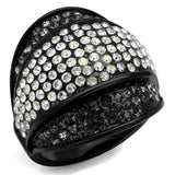 TK2200 - IP Black(Ion Plating) Stainless Steel Ring with Top Grade Crystal in Multi Color - Alamode - Flyclothing LLC