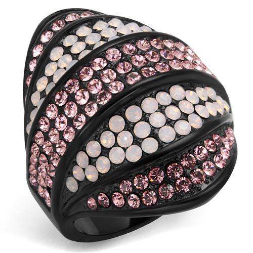TK2201 - IP Black(Ion Plating) Stainless Steel Ring with Top Grade Crystal in Multi Color - Alamode - Flyclothing LLC