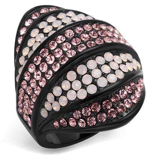 TK2201 - IP Black(Ion Plating) Stainless Steel Ring with Top Grade Crystal in Multi Color - Alamode - Flyclothing LLC