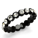 TK2207 - IP Black(Ion Plating) Stainless Steel Ring with Top Grade Crystal  in Clear - Alamode