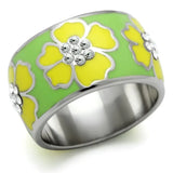 High polished (no plating) Stainless Steel Ring with Flower - Alamode - Flyclothing LLC