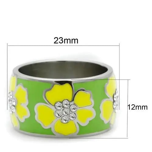 High polished (no plating) Stainless Steel Ring with Flower - Alamode - Flyclothing LLC