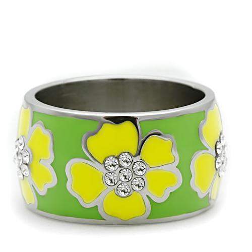 High polished (no plating) Stainless Steel Ring with Flower - Alamode - Flyclothing LLC