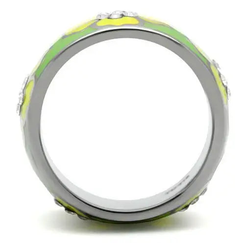 High polished (no plating) Stainless Steel Ring with Flower - Alamode - Flyclothing LLC