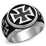 TK2226 - High polished (no plating) Stainless Steel Ring with Epoxy  in Jet - Alamode