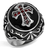 TK2229 - High polished (no plating) Stainless Steel Ring with Top Grade Crystal in Siam - Alamode - Flyclothing LLC