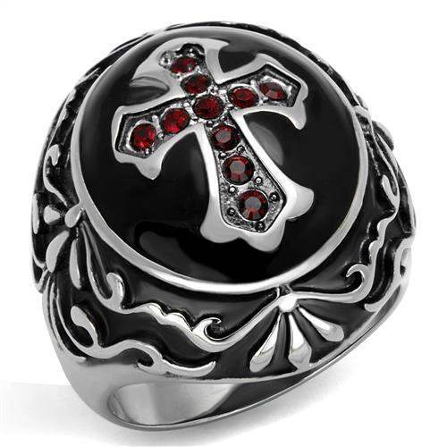 TK2229 - High polished (no plating) Stainless Steel Ring with Top Grade Crystal in Siam - Alamode - Flyclothing LLC
