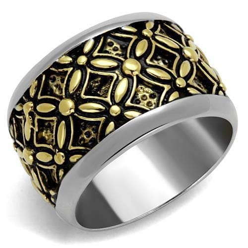 TK2237 - Two-Tone IP Gold (Ion Plating) Stainless Steel Ring with Epoxy  in Jet - Alamode