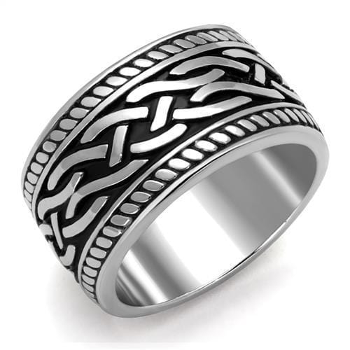 TK2239 - High polished (no plating) Stainless Steel Ring with Epoxy  in Jet - Alamode