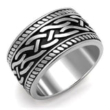 TK2239 - High polished (no plating) Stainless Steel Ring with Epoxy  in Jet - Alamode
