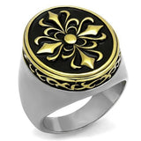TK2241 - Two-Tone IP Gold (Ion Plating) Stainless Steel Ring with Epoxy  in Jet - Alamode