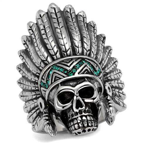 TK2245 - High polished (no plating) Stainless Steel Ring with Top Grade Crystal in Emerald - Alamode - Flyclothing LLC
