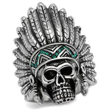 TK2245 - High polished (no plating) Stainless Steel Ring with Top Grade Crystal  in Emerald - Alamode