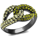 TK2251LJ - IP Light Black (IP Gun) Stainless Steel Ring with Top Grade Crystal in Multi Color - Alamode - Flyclothing LLC