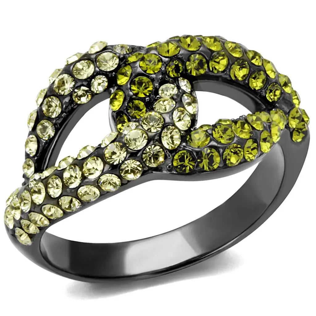 TK2251LJ - IP Light Black (IP Gun) Stainless Steel Ring with Top Grade Crystal in Multi Color - Alamode - Flyclothing LLC