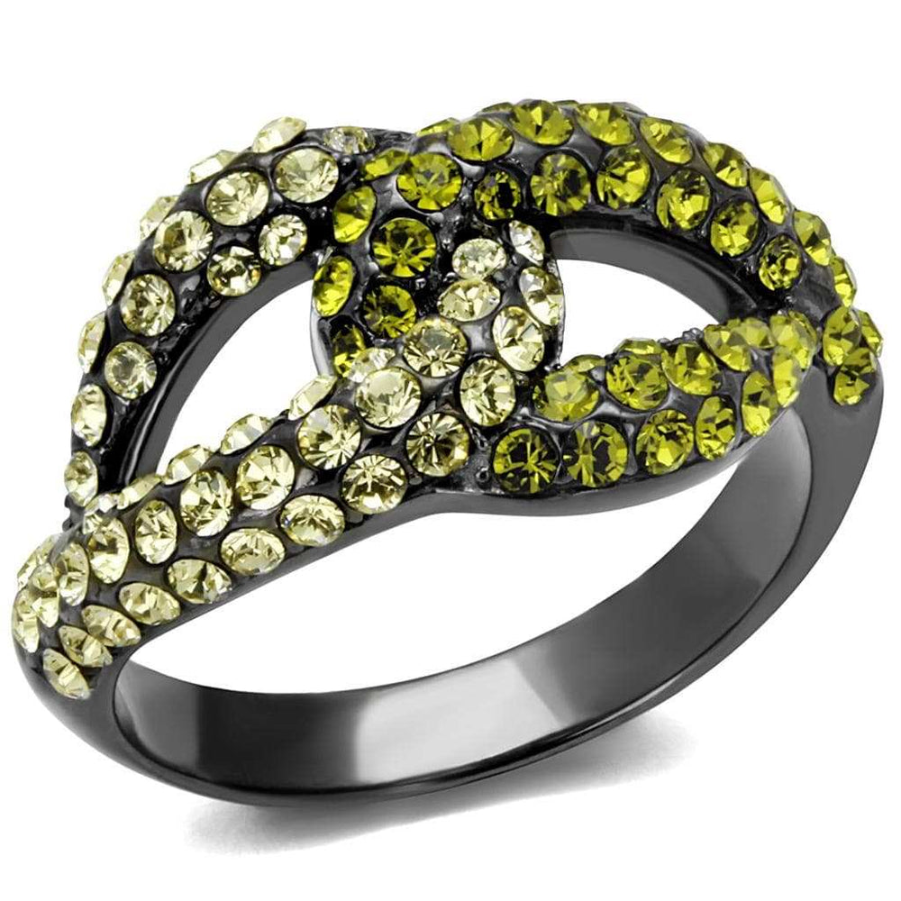 TK2251LJ - IP Light Black (IP Gun) Stainless Steel Ring with Top Grade Crystal in Multi Color - Alamode - Flyclothing LLC