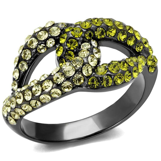 TK2251LJ - IP Light Black (IP Gun) Stainless Steel Ring with Top Grade Crystal in Multi Color - Alamode - Flyclothing LLC