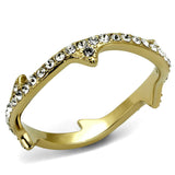 TK2255 - IP Gold(Ion Plating) Stainless Steel Ring with Top Grade Crystal  in Clear - Alamode